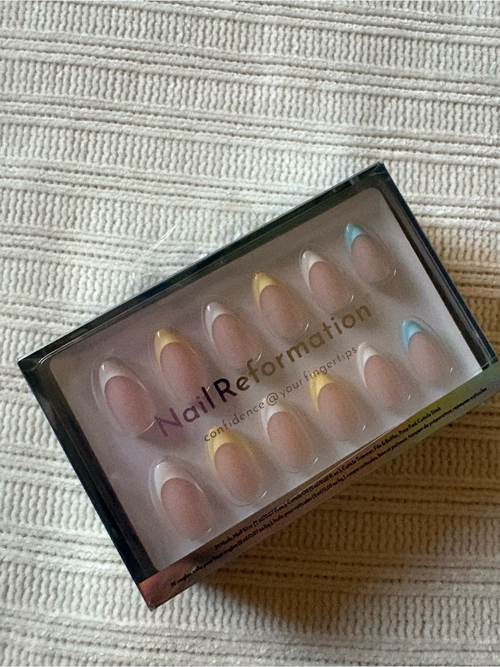 Nail Reformation Pastel French Tip Press-On Nails - Blue & Yellow